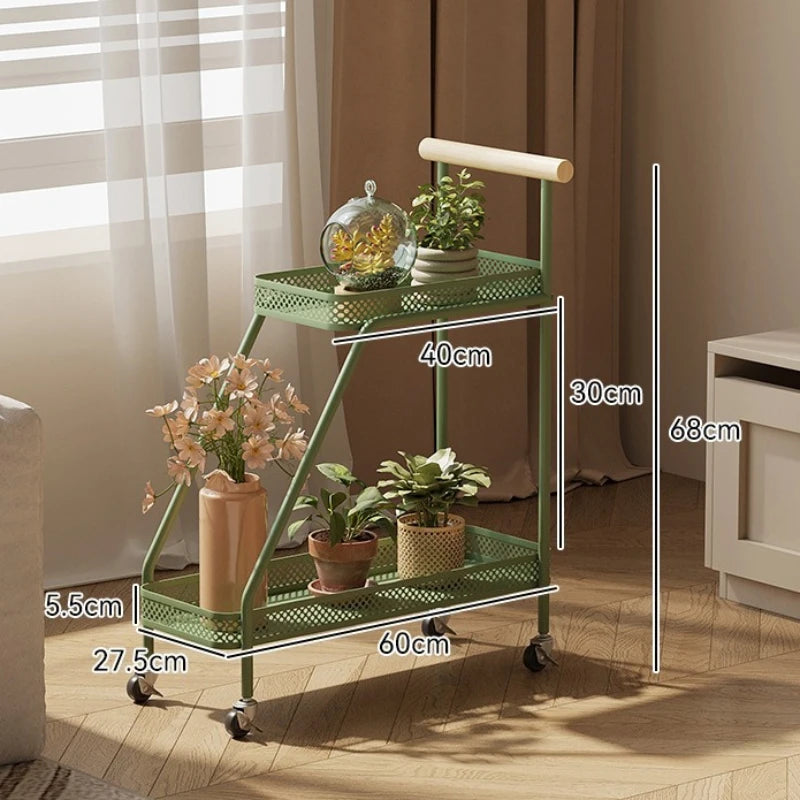 Balcony Plant Rack Garden Decor Movable Flower Stand Metal Storage Shelves Flower Pot Shelf Household Outdoor Garden Furniture