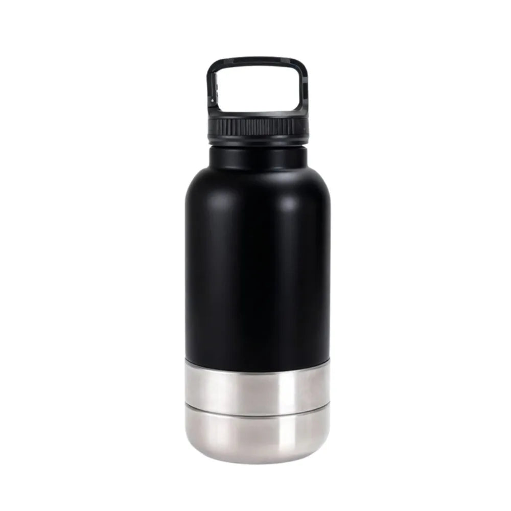 3 in 1 Stainless Steel Pet Water Bottle Multi-layered 32Oz Dog Feeding Bottle Detachable Large Capacity Dog Drinking Bottle