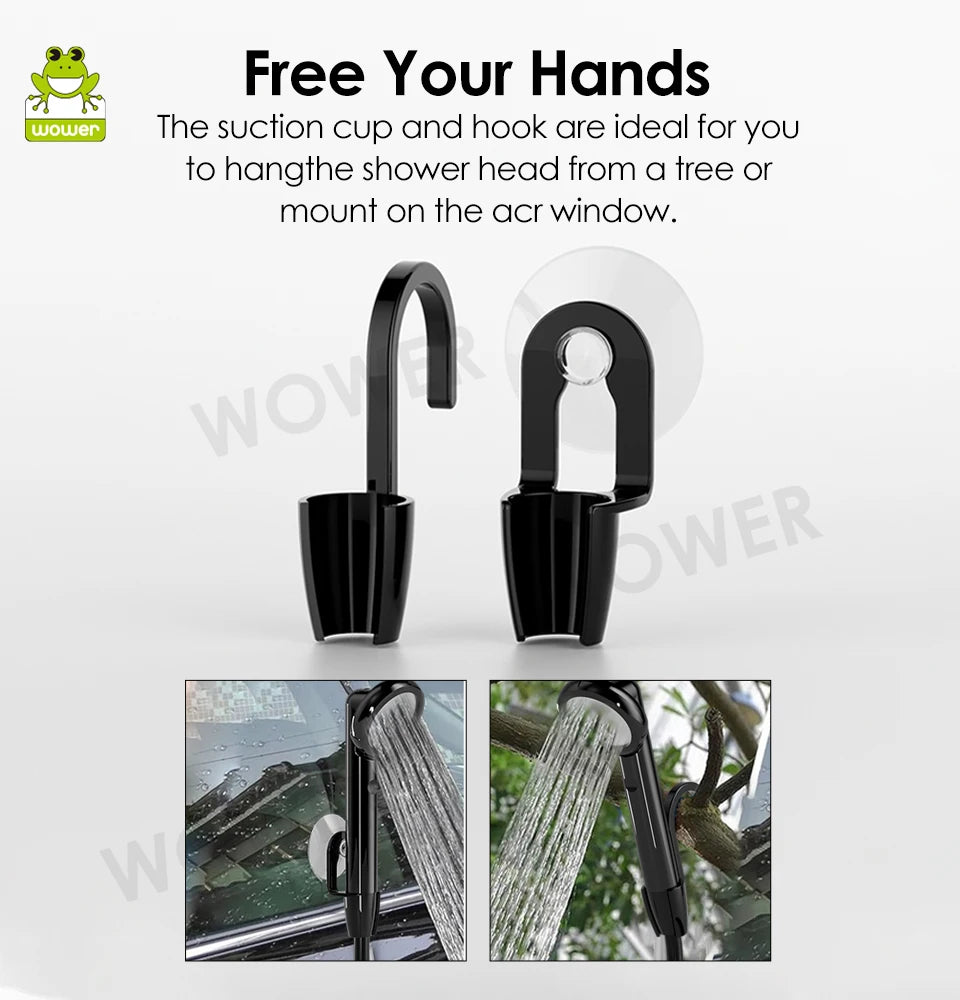 Outdoor Camping Shower with Temperature & Battery Display IPX8 Waterproof Portable Electric Shower Pump for Hiking Pet RV Bide