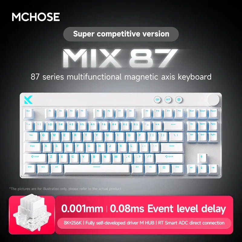 Mchose Mix87 Magnetic Swtich Keyboard Wired Gaming Keyboard 8K+256K Esport 0.08ms Low Latency E-Sports Custom Gamer Accessories
