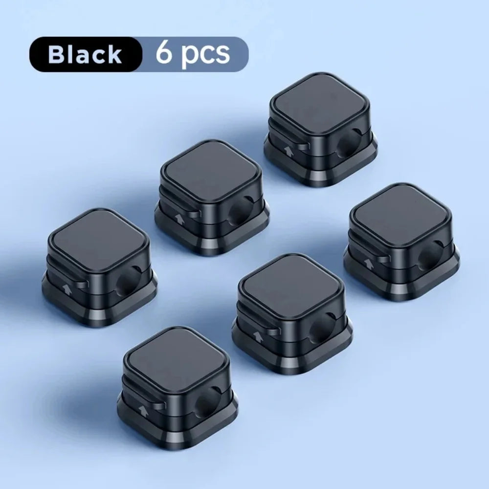 1-6Pcs Magnetic Cable Clip Desk Cable Management Cable Organizer Holder Charging Data Cable Holder Adhesive Wire Keeper Under