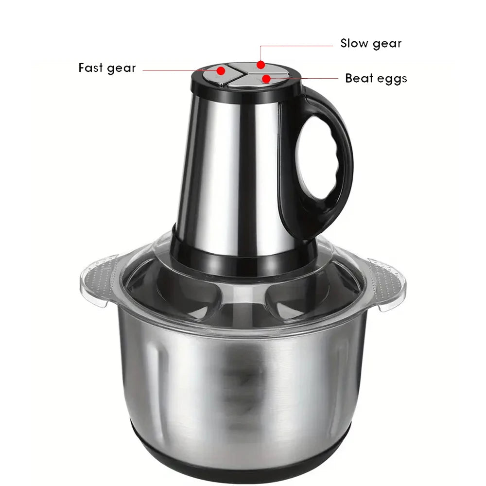 5L 304 Stainless Steel Electric Meat Grinder & Food Chopper with 2 Speeds Meat Mincer, Multifunctional Vegetable Slicer Chopper Mincer Baby Food Processor