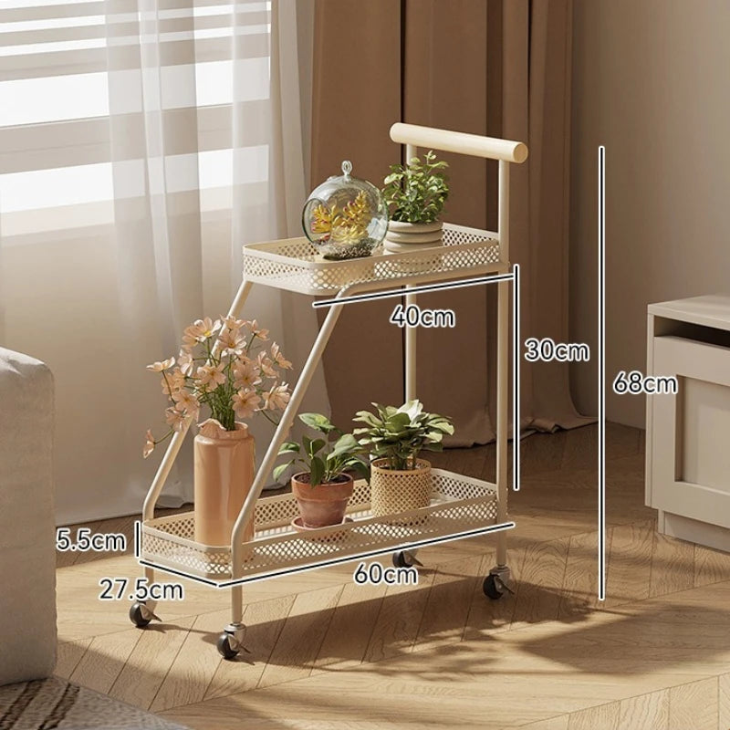 Balcony Plant Rack Garden Decor Movable Flower Stand Metal Storage Shelves Flower Pot Shelf Household Outdoor Garden Furniture