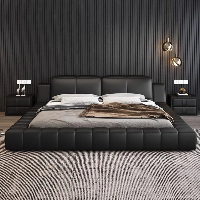 Italian tatami 180x200cm Artificial leather high Headboard bed luxury Double bed furniture queen frame bed sets full furniture