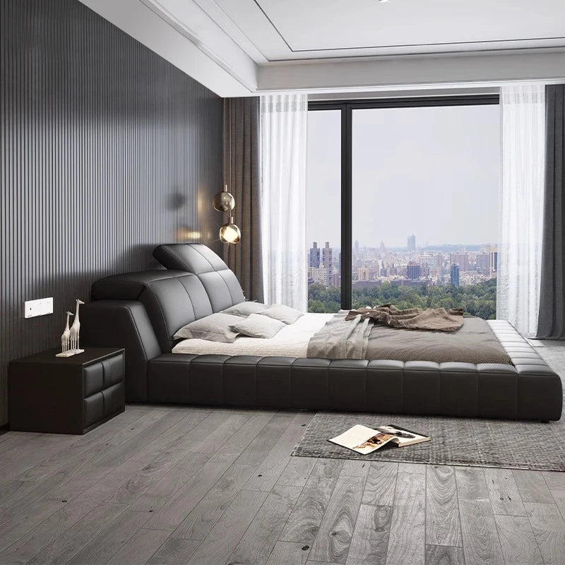 Italian tatami 180x200cm Artificial leather high Headboard bed luxury Double bed furniture queen frame bed sets full furniture