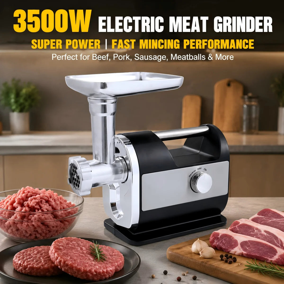 3500W Heavy Duty Electric Meat Mincer, Multifunctional Meat Grinder & Sausage Maker, Household Meat Processing Machine UK Stock