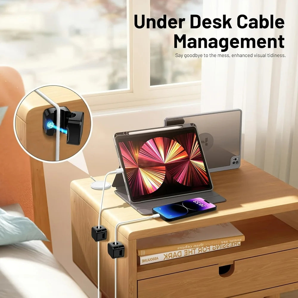 1-6Pcs Magnetic Cable Clip Desk Cable Management Cable Organizer Holder Charging Data Cable Holder Adhesive Wire Keeper Under