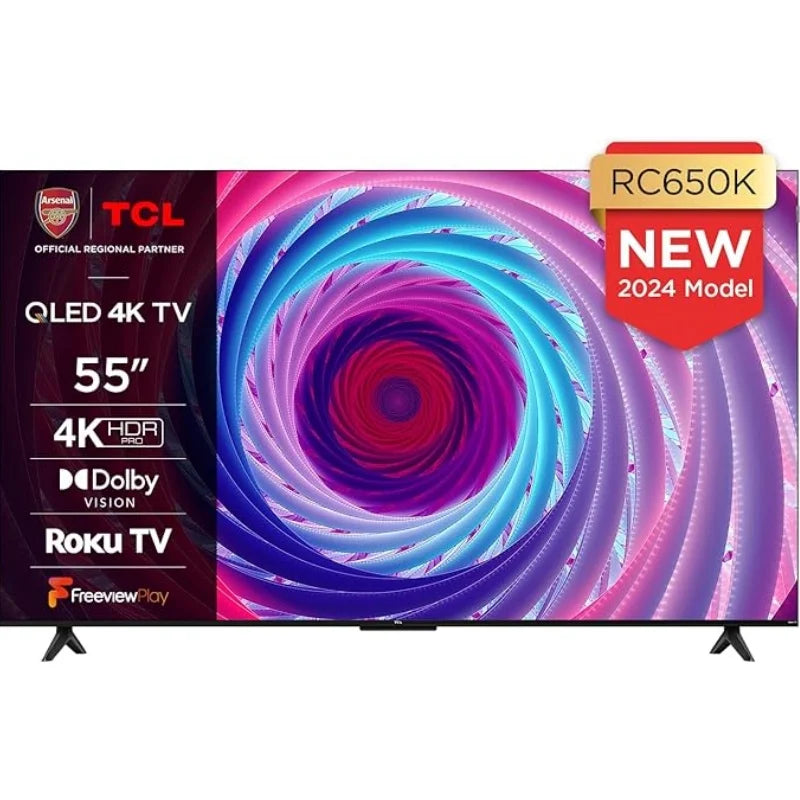 TCL 55RC650K 55-inch QLED Pro Television, 4K Ultra HD, Roku TV (Smart TV with Dolby Vision & Audio, HDR 10+