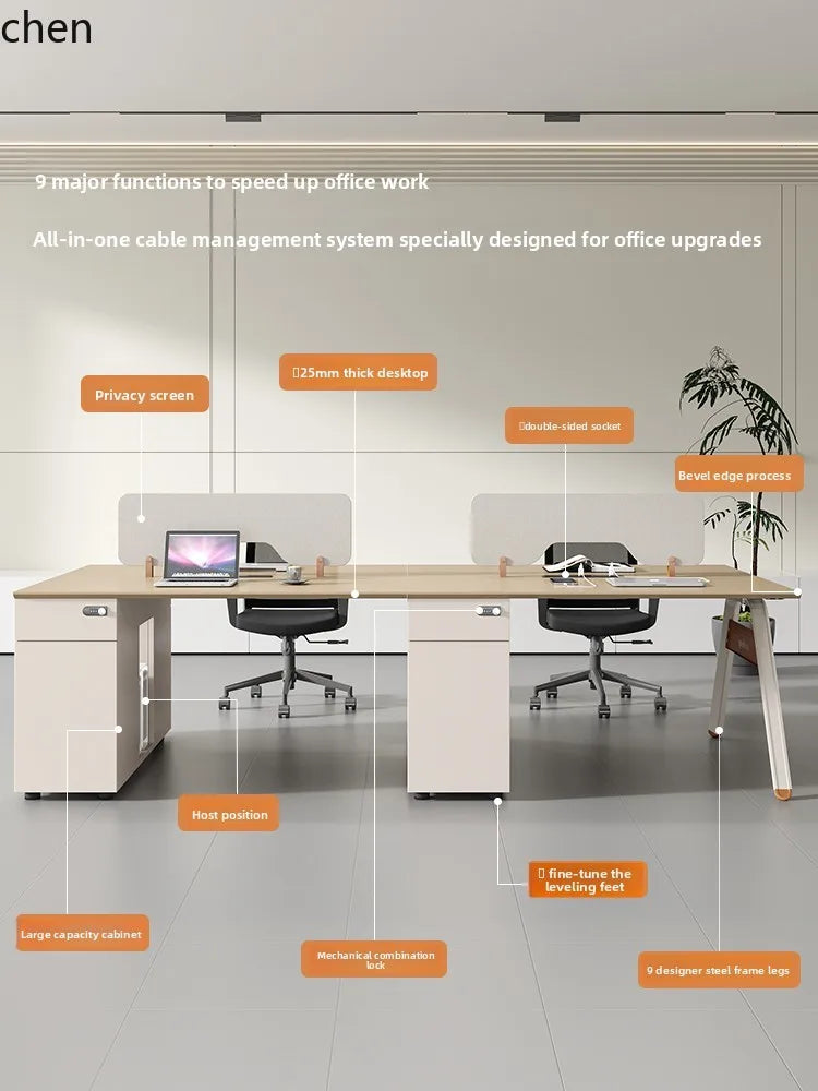 CZ Staff Office Desk and Chair Set Simple Modern Office Six-Four Person Workstation Partition Cubicle Workstation Computer Desk