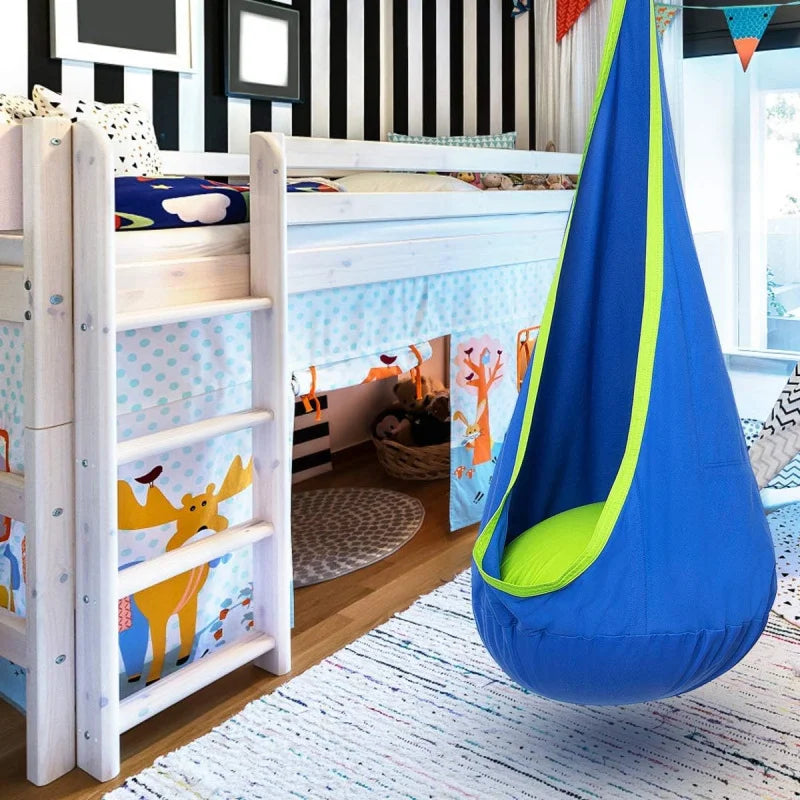 Children Hanging Pod Swing Hammock Chair With Inflatable Cushion & Side Pocket Portable Sensory Swing For Kids Indoor Outdoor