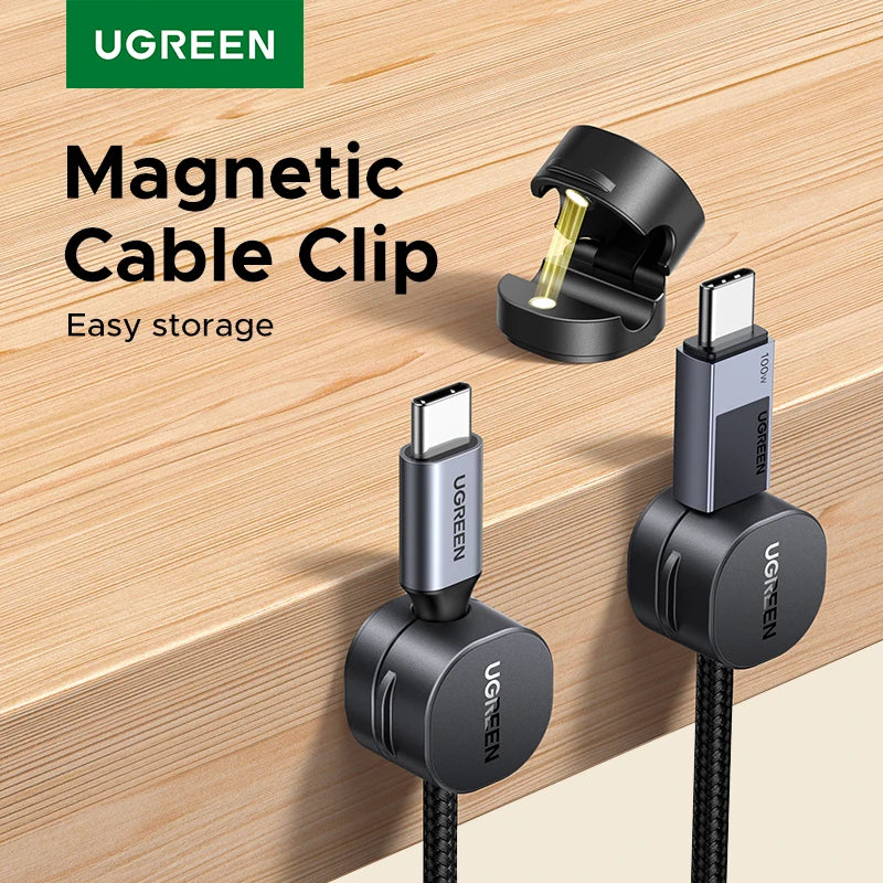 Ugreen Magnetic Cable Organizer Clips for Desk USB Charging Cord Management Holder Wire Ties for Earphone Cable Organizer