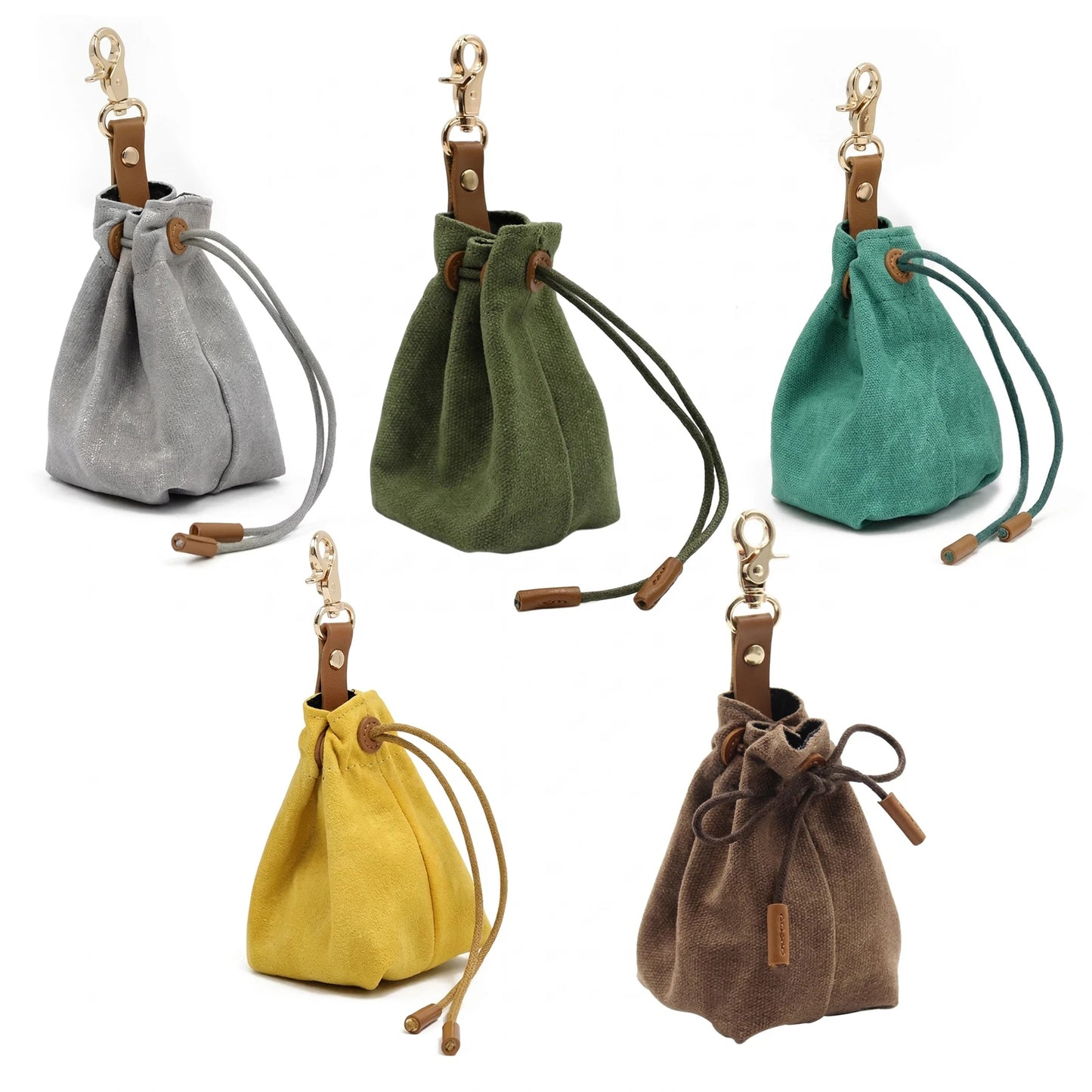 Canvas Pet Snack Bag With Drawstring Waist Hanging Design For Outdoor Dog Walking