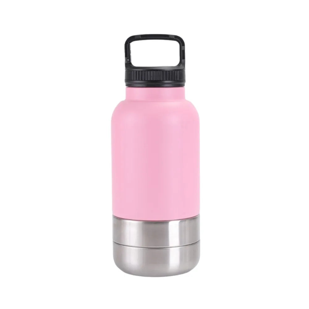 3 in 1 Stainless Steel Pet Water Bottle Multi-layered 32Oz Dog Feeding Bottle Detachable Large Capacity Dog Drinking Bottle