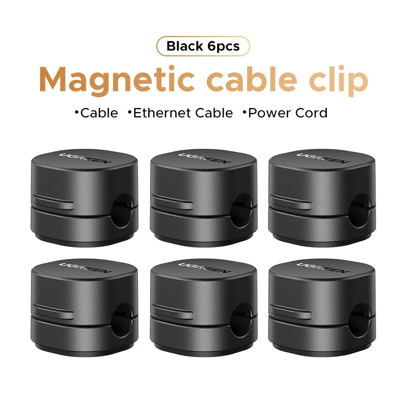 Ugreen Magnetic Cable Organizer Clips for Desk USB Charging Cord Management Holder Wire Ties for Earphone Cable Organizer