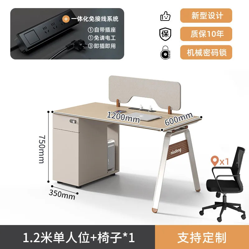 CZ Staff Office Desk and Chair Set Simple Modern Office Six-Four Person Workstation Partition Cubicle Workstation Computer Desk