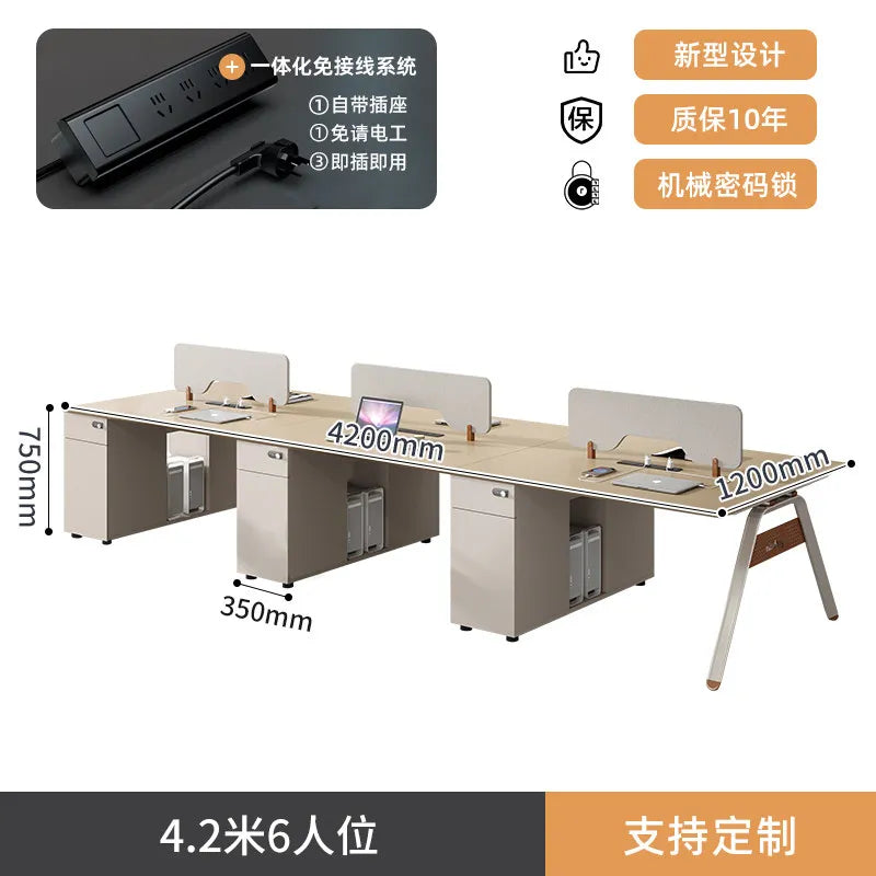 CZ Staff Office Desk and Chair Set Simple Modern Office Six-Four Person Workstation Partition Cubicle Workstation Computer Desk