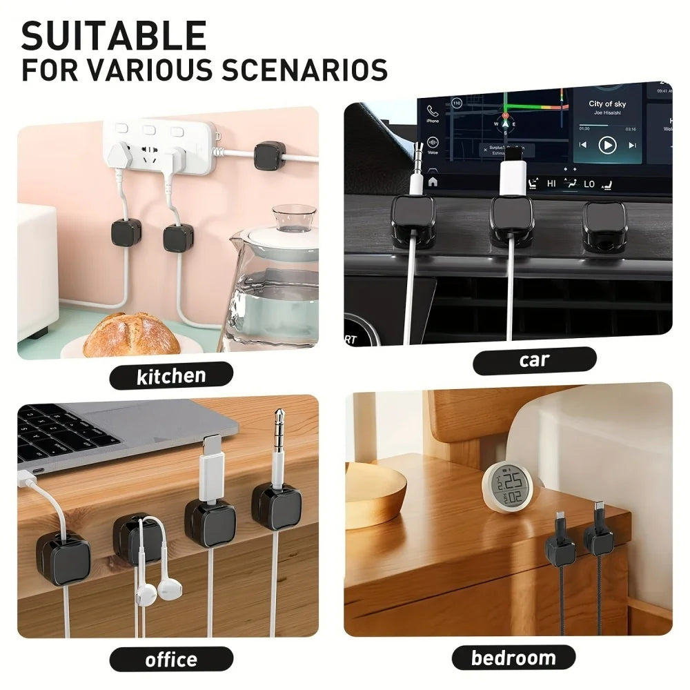 1-6Pcs Magnetic Cable Clip Desk Cable Management Cable Organizer Holder Charging Data Cable Holder Adhesive Wire Keeper Under