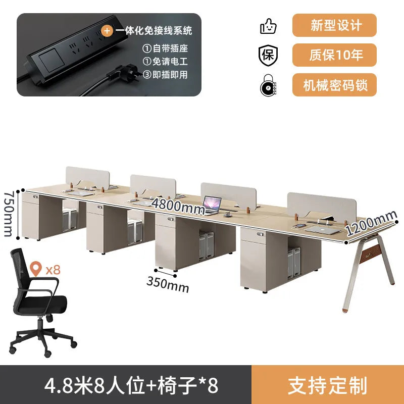 CZ Staff Office Desk and Chair Set Simple Modern Office Six-Four Person Workstation Partition Cubicle Workstation Computer Desk