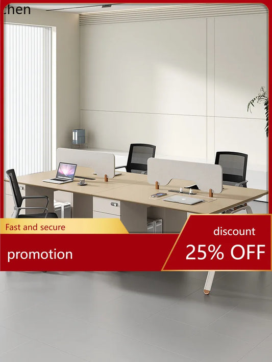 CZ Staff Office Desk and Chair Set Simple Modern Office Six-Four Person Workstation Partition Cubicle Workstation Computer Desk