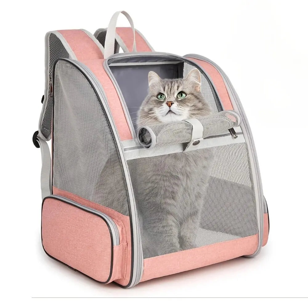 Cat Backpack Carrier Large Pet Backpack for Small Dog Medium Cat Puppy Kitten Bunny up to 15lbs, Ventilated Mesh Dog