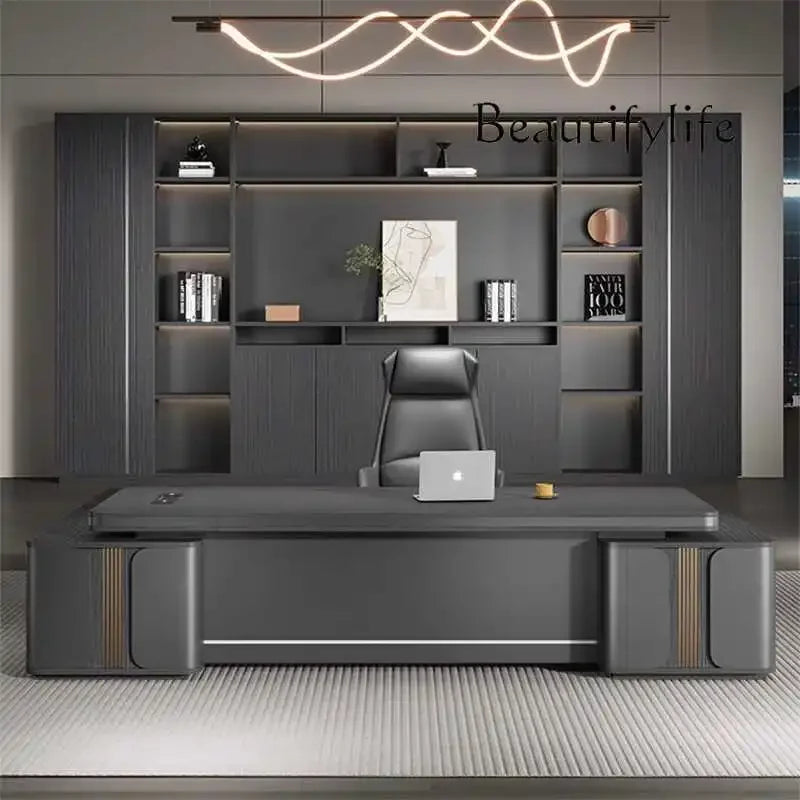 I Boss Office Desk And Chair Combination Light Luxury High Sense Simple Modern Furniture Large Class Desk President Table