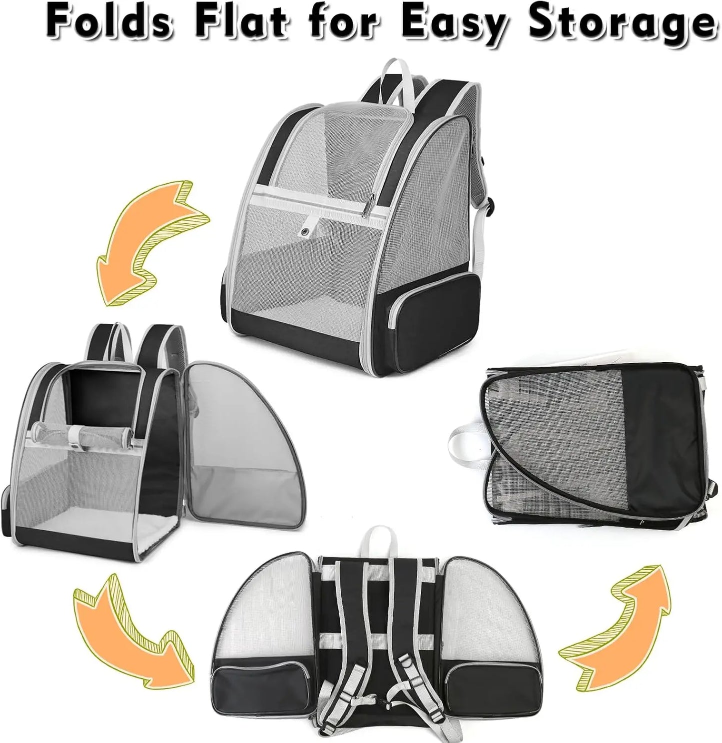 Cat Backpack Carrier Large Pet Backpack for Small Dog Medium Cat Puppy Kitten Bunny up to 15lbs, Ventilated Mesh Dog