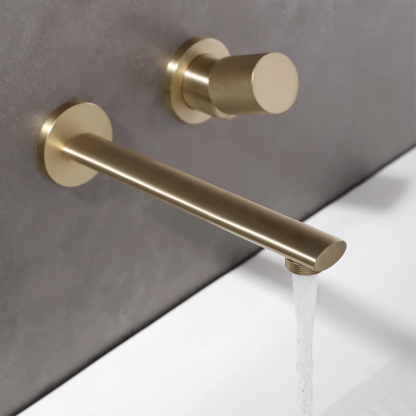 Luxruy Rose Gold Brass Wall-Embedded Bathroom Faucet.2hole Single Handle Adjustable Water Pressure and Hot&Cold Water Hidden Tap
