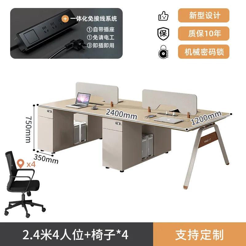 CZ Staff Office Desk and Chair Set Simple Modern Office Six-Four Person Workstation Partition Cubicle Workstation Computer Desk