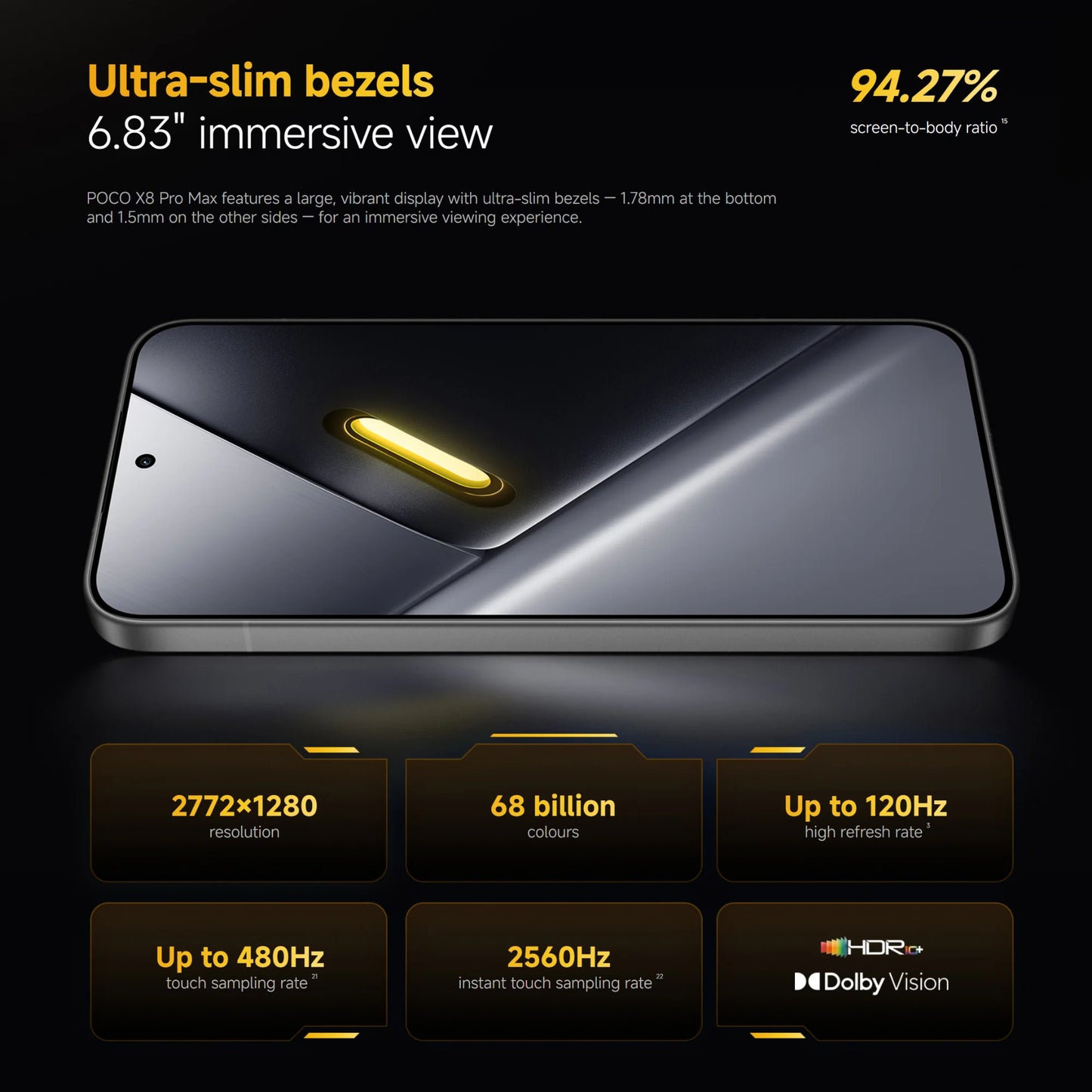 POCO X8 Pro Max 5G, 12+256GB Global Version, 6.83' 1.5K 120Hz Display MediaTek Dimensity 9500s 50MP 8500mAh 100W HyperCharge NFC