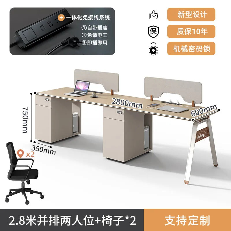CZ Staff Office Desk and Chair Set Simple Modern Office Six-Four Person Workstation Partition Cubicle Workstation Computer Desk