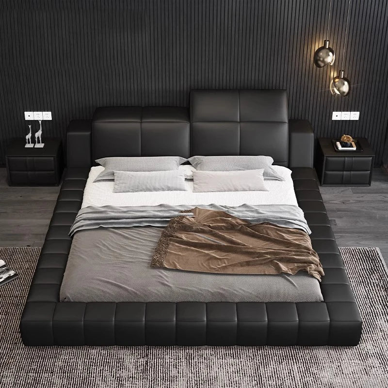 Italian tatami 180x200cm Artificial leather high Headboard bed luxury Double bed furniture queen frame bed sets full furniture