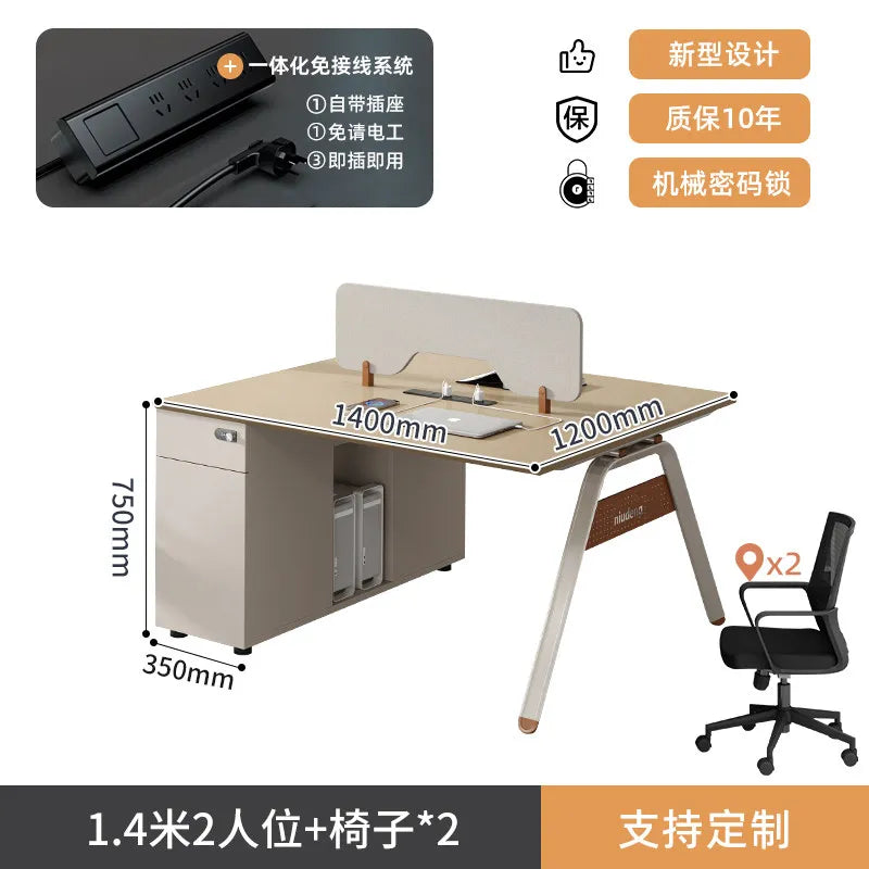 CZ Staff Office Desk and Chair Set Simple Modern Office Six-Four Person Workstation Partition Cubicle Workstation Computer Desk