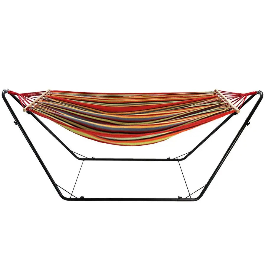 Garden Hammock with Sturdy Metal Stand 200cm x 100cm, MultiColoured, Outdoor amp Indoor Use