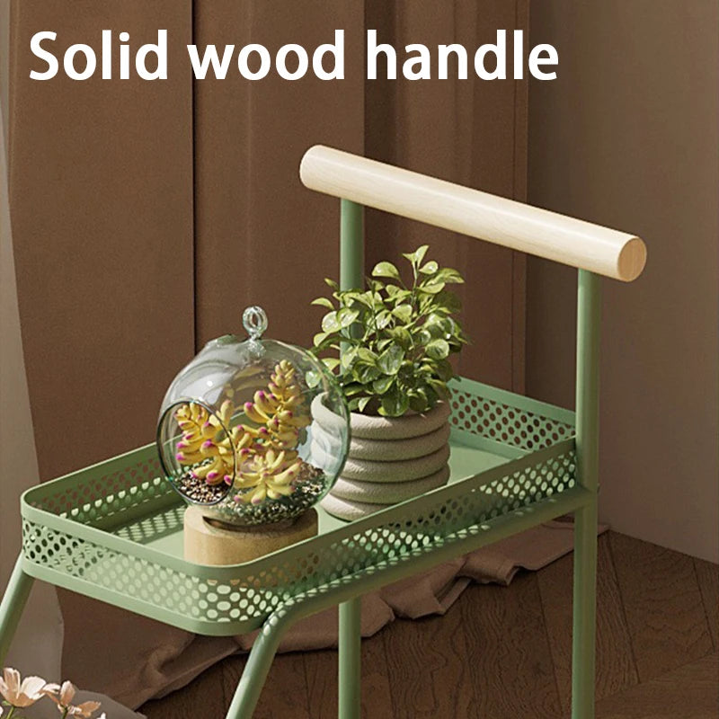 Balcony Plant Rack Garden Decor Movable Flower Stand Metal Storage Shelves Flower Pot Shelf Household Outdoor Garden Furniture