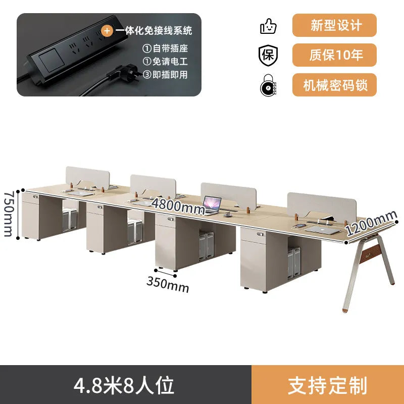 CZ Staff Office Desk and Chair Set Simple Modern Office Six-Four Person Workstation Partition Cubicle Workstation Computer Desk
