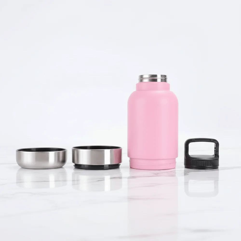 3 in 1 Stainless Steel Pet Water Bottle Multi-layered 32Oz Dog Feeding Bottle Detachable Large Capacity Dog Drinking Bottle