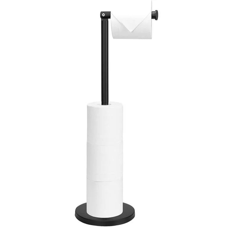 Floor-to-Ceiling Toilet Brush Holder with Toilet Paper Holder Stainless Steel Standing Paper Towel Holder