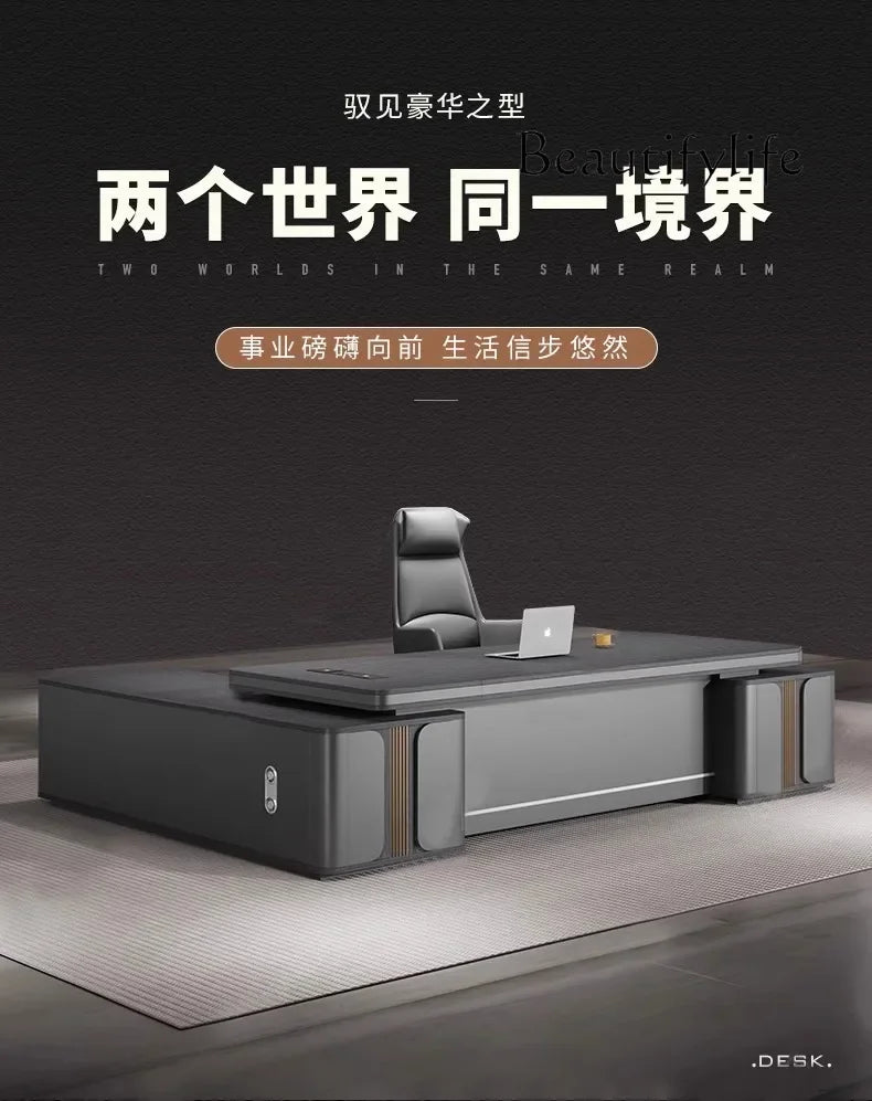 I Boss Office Desk And Chair Combination Light Luxury High Sense Simple Modern Furniture Large Class Desk President Table