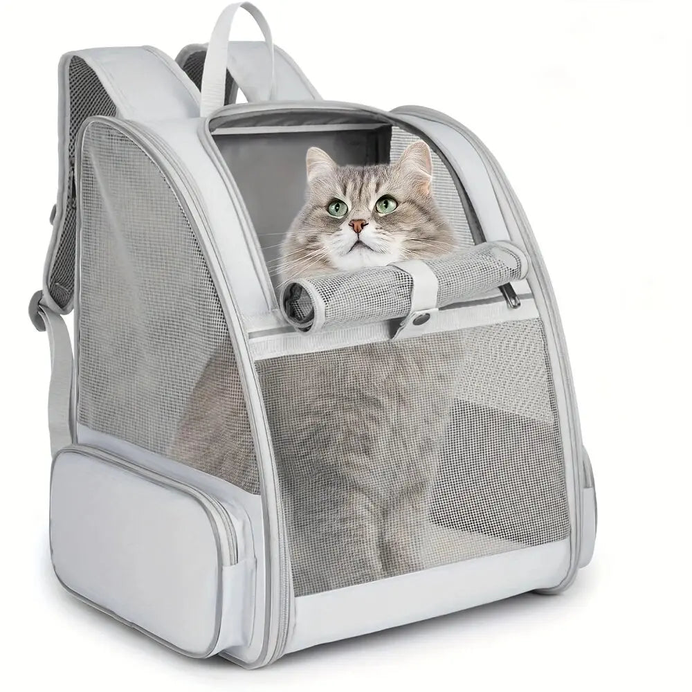 Cat Backpack Carrier Large Pet Backpack for Small Dog Medium Cat Puppy Kitten Bunny up to 15lbs, Ventilated Mesh Dog