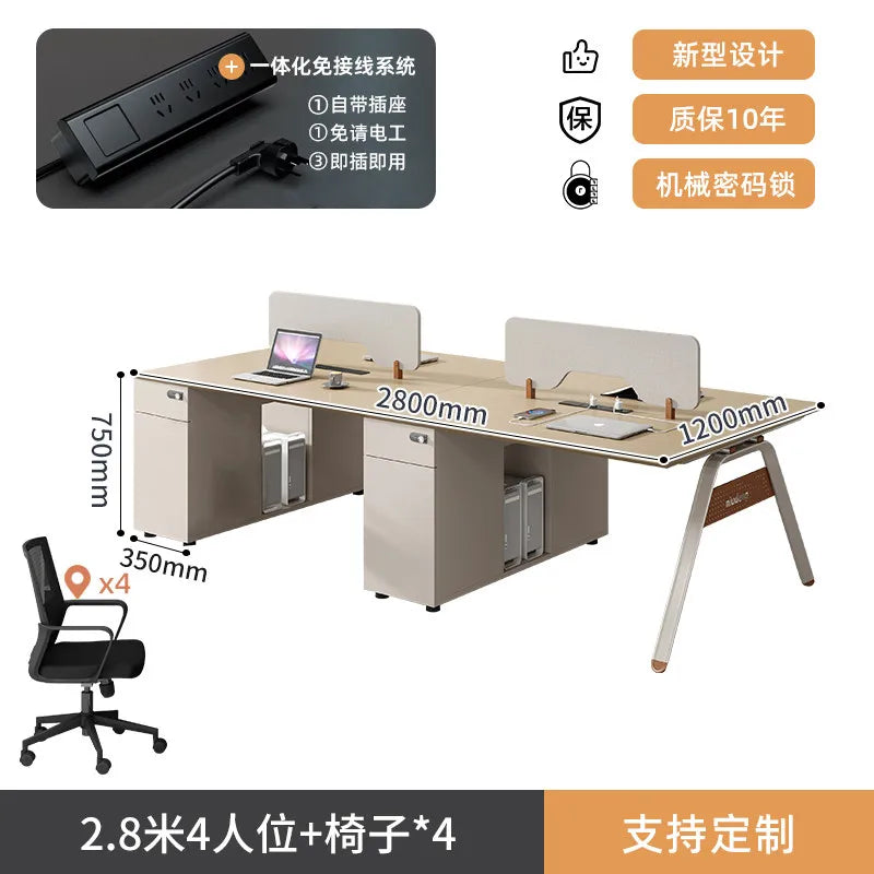 CZ Staff Office Desk and Chair Set Simple Modern Office Six-Four Person Workstation Partition Cubicle Workstation Computer Desk