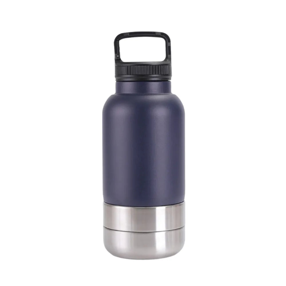 3 in 1 Stainless Steel Pet Water Bottle Multi-layered 32Oz Dog Feeding Bottle Detachable Large Capacity Dog Drinking Bottle