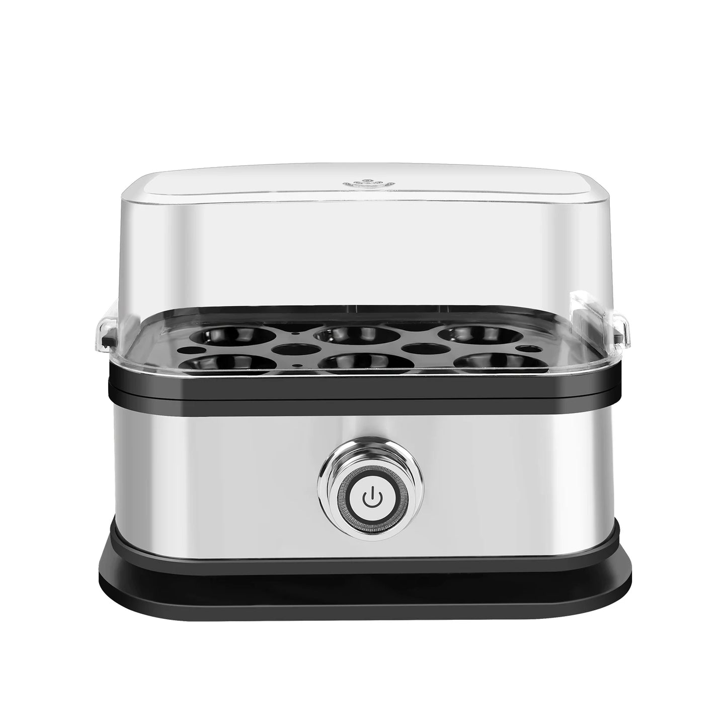 Egg Cooker Boiler, 350W Quick Boiling Electric Egg Poacher, Removable Tray, 6 Capacity Kitchen Stainless Steel Steamer