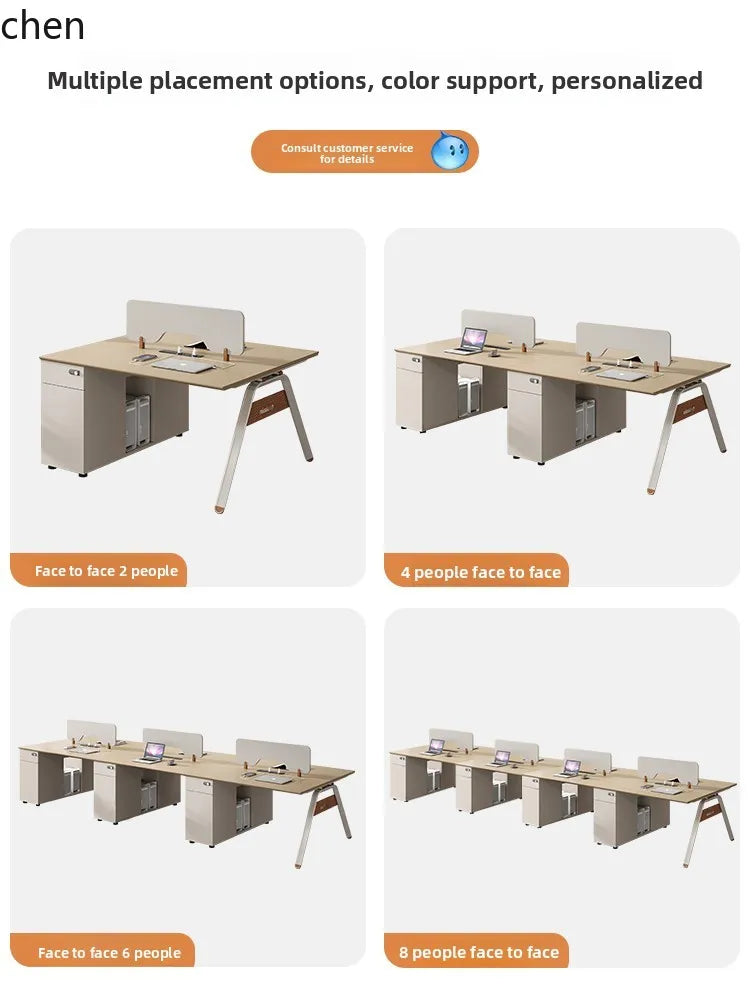 CZ Staff Office Desk and Chair Set Simple Modern Office Six-Four Person Workstation Partition Cubicle Workstation Computer Desk