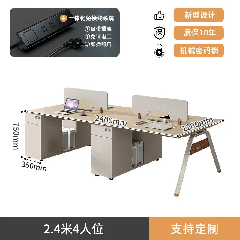 CZ Staff Office Desk and Chair Set Simple Modern Office Six-Four Person Workstation Partition Cubicle Workstation Computer Desk