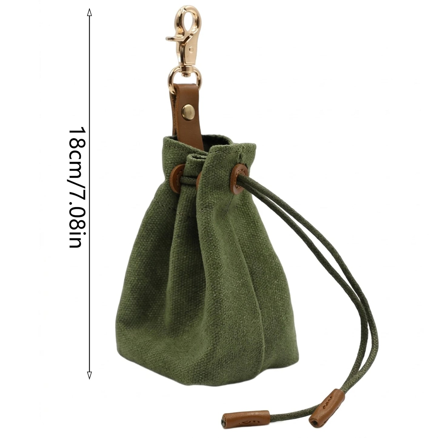 Canvas Pet Snack Bag With Drawstring Waist Hanging Design For Outdoor Dog Walking