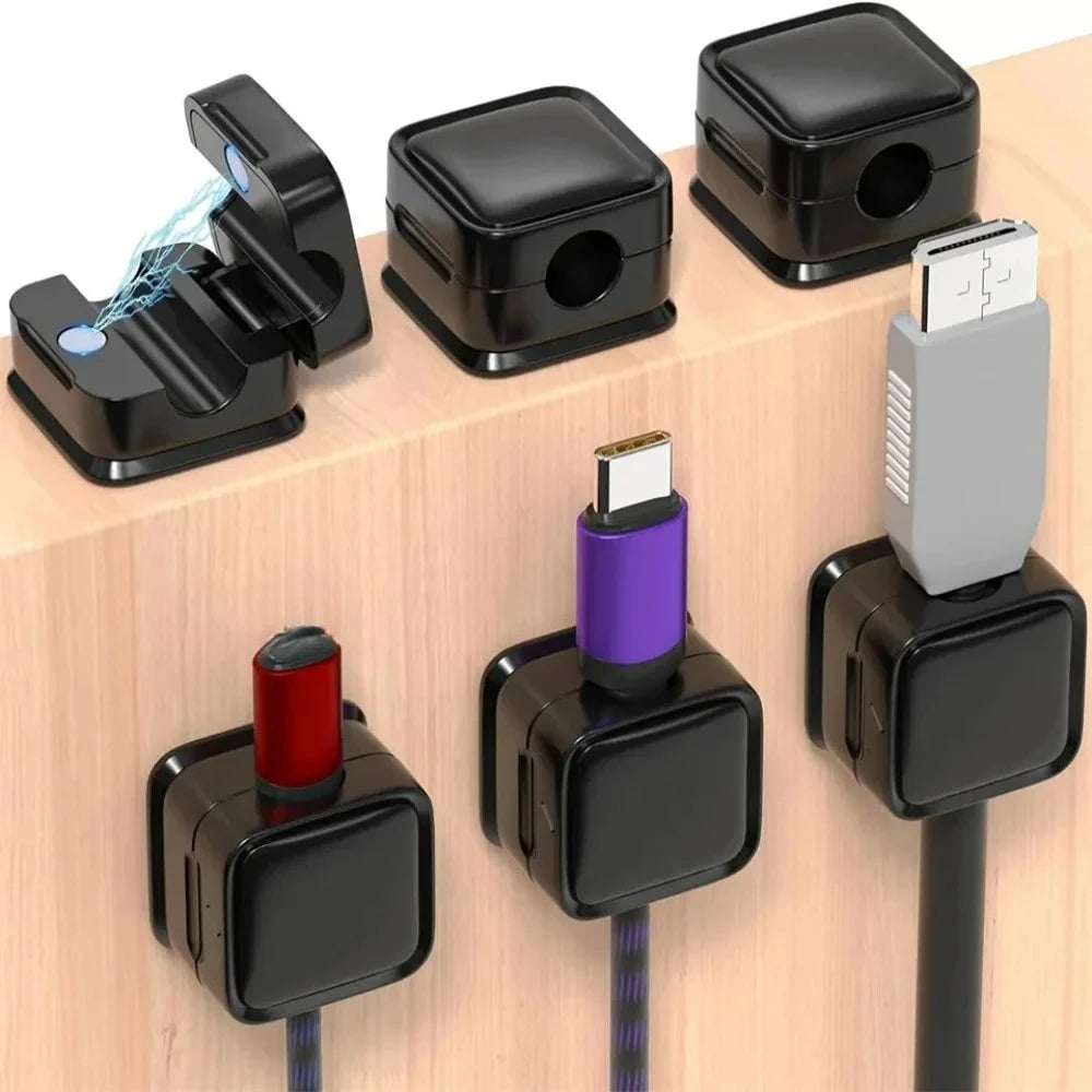 1-6Pcs Magnetic Cable Clip Desk Cable Management Cable Organizer Holder Charging Data Cable Holder Adhesive Wire Keeper Under