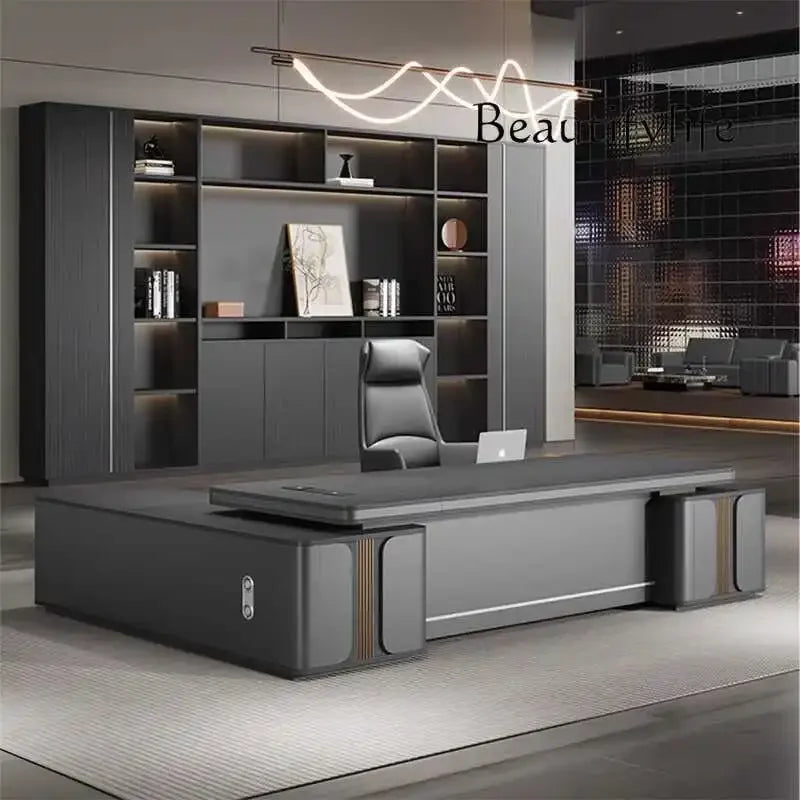 I Boss Office Desk And Chair Combination Light Luxury High Sense Simple Modern Furniture Large Class Desk President Table