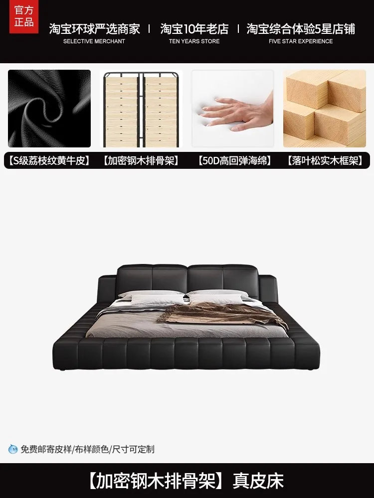 Italian tatami 180x200cm Artificial leather high Headboard bed luxury Double bed furniture queen frame bed sets full furniture