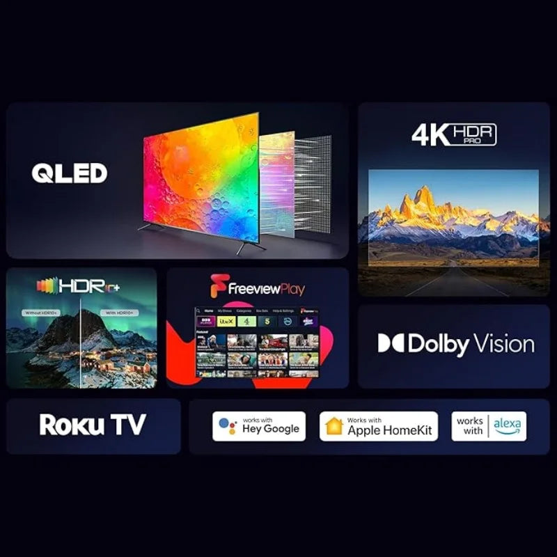 TCL 55RC650K 55-inch QLED Pro Television, 4K Ultra HD, Roku TV (Smart TV with Dolby Vision & Audio, HDR 10+