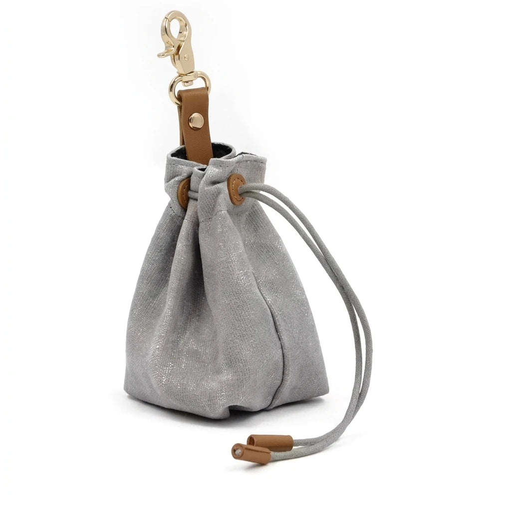 Canvas Pet Snack Bag With Drawstring Waist Hanging Design For Outdoor Dog Walking